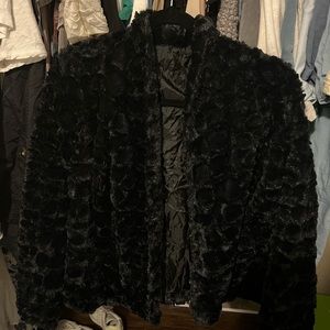 Black furry coat